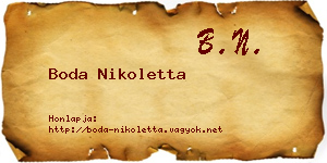 Boda Nikoletta névjegykártya